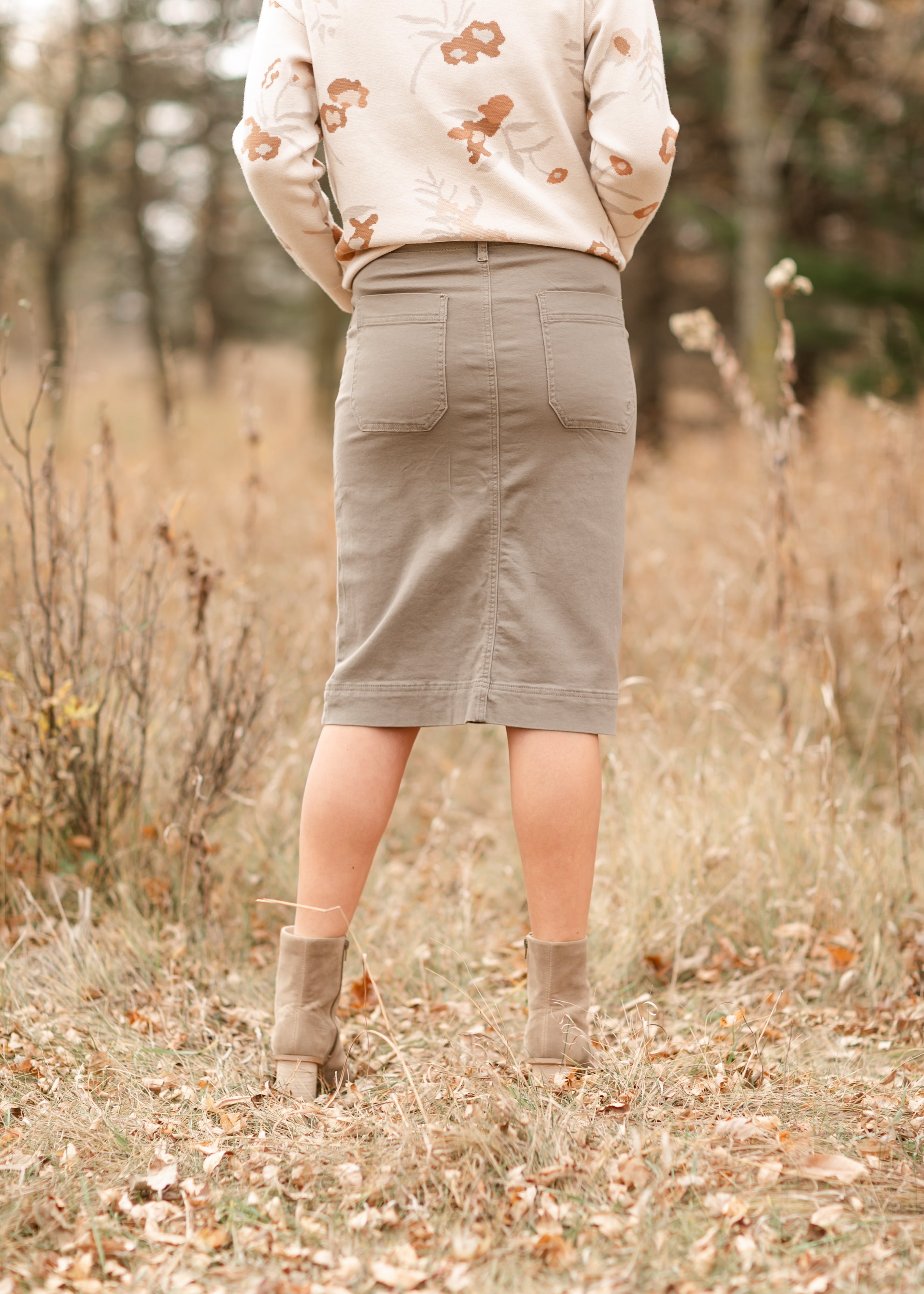 Erica Cotton Twill Midi Skirt - 98% Cotton
