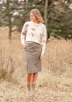 Erica Cotton Twill Midi Skirt - 98% Cotton