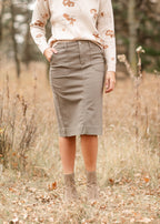 Erica Cotton Twill Midi Skirt - 98% Cotton