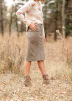 Erica Cotton Twill Midi Skirt - 98% Cotton