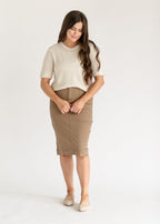 Erica Cotton Twill Midi Skirt - 98% Cotton