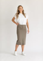 Erica Cotton Twill Midi Skirt - 98% Cotton