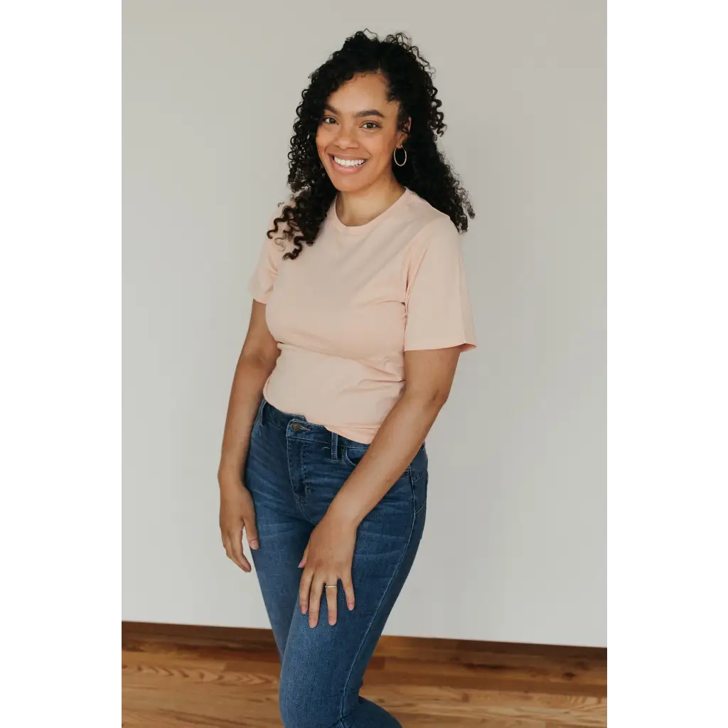 Basic Adult Organic Cotton T-Shirt in Peach