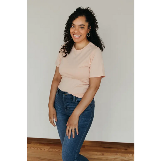 Basic Adult Organic Cotton T-Shirt in Peach