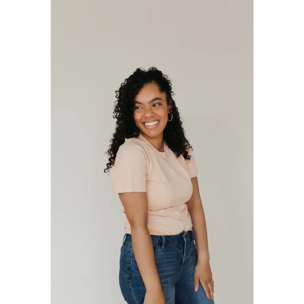 Basic Adult Organic Cotton T-Shirt in Peach