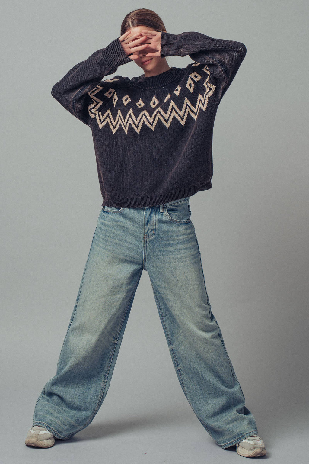 Nordic Jacquard Cotton Raglan Sweater