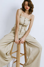ROYAL AFFAIR WOVEN JUMPSUIT - 97% Cotton