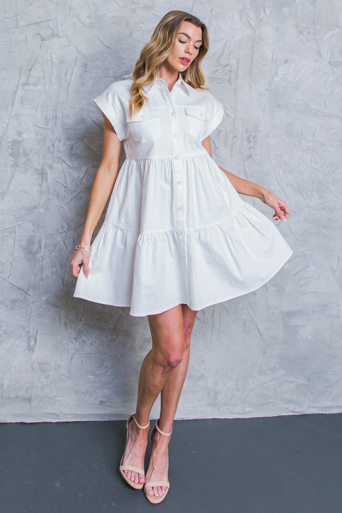 LIVE IN THE MOMENT DENIM MINI DRESS - 97% Cotton