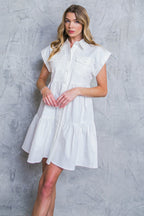 LIVE IN THE MOMENT DENIM MINI DRESS - 97% Cotton