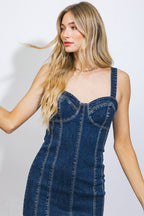 A GREATER LOVE DENIM MIDI DRESS - 98% Cotton