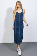 A GREATER LOVE DENIM MIDI DRESS - 98% Cotton