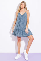NASHVILLE GIRL WOVEN MINI DRESS - 90% Cotton