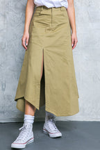 COMPLETE CRUSH TWILL MIDI SKIRT - 97% Cotton