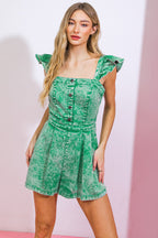 WORK IT GIRL WASHED ROMPER - 97% Cotton