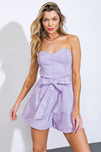 PALM SPRINGS DREAMS DENIM ROMPER - 97% Cotton
