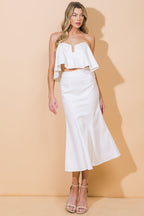SUNSET STROLL WOVEN TWILL TOP AND SKIRT SET -  97% Cotton