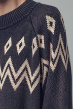 Nordic Jacquard Cotton Raglan Sweater