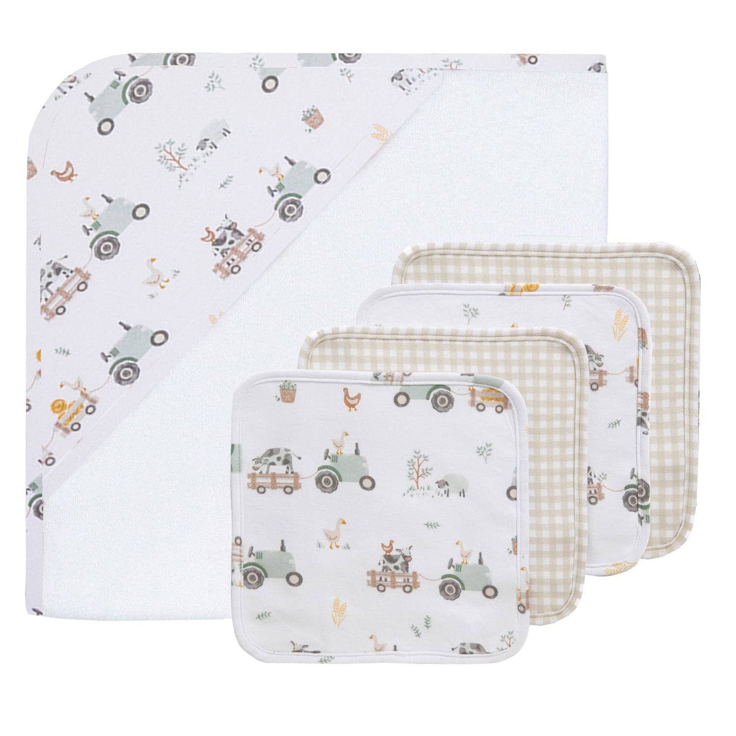 Living Textiles - 5pc 100% Cotton Bath Gift Set | Tractor Ride