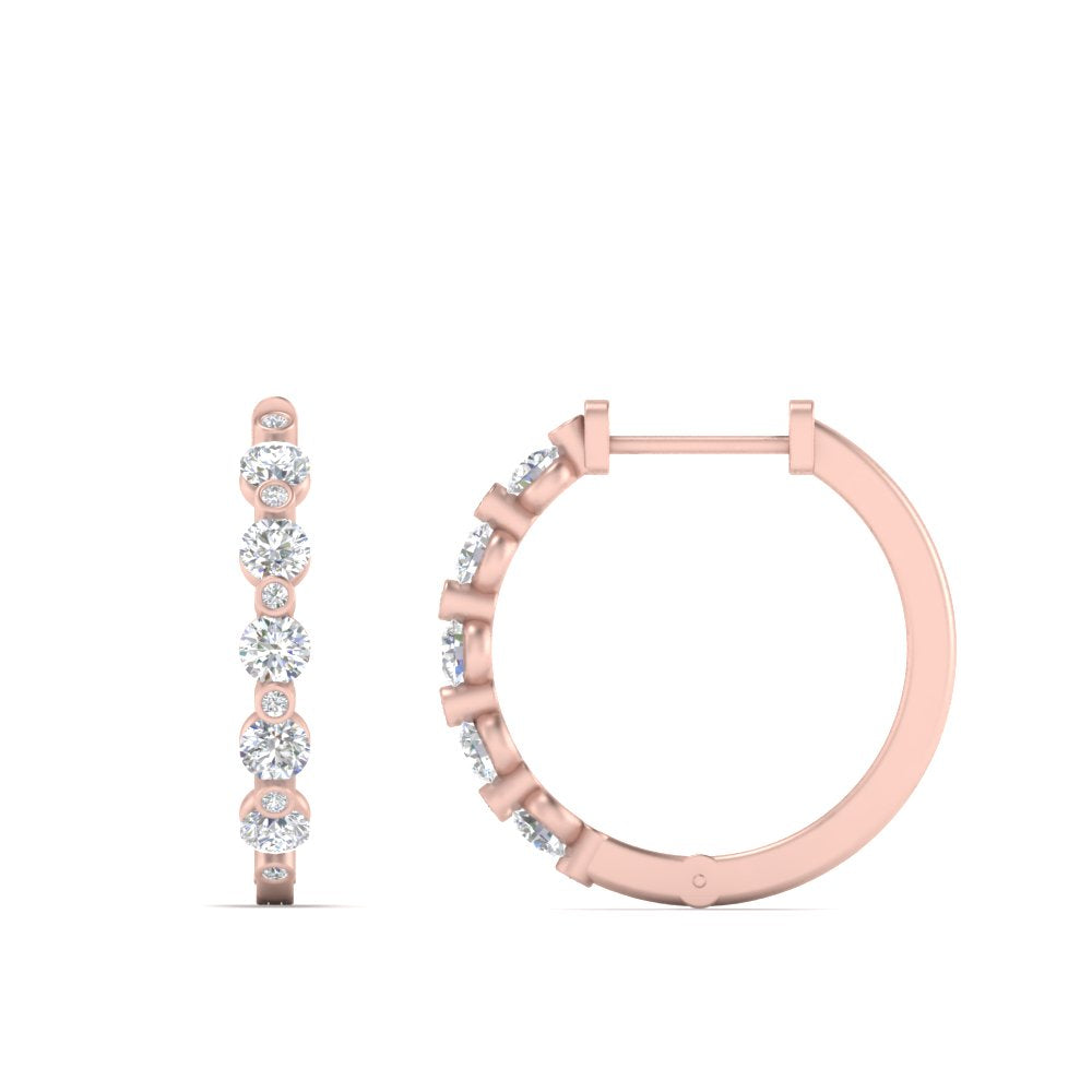 Floating Bezel Diamond Huggie Earring