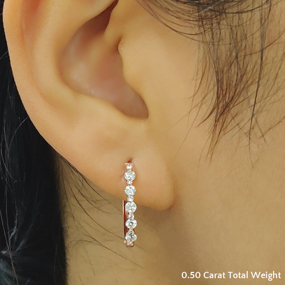 Floating Bezel Diamond Huggie Earring