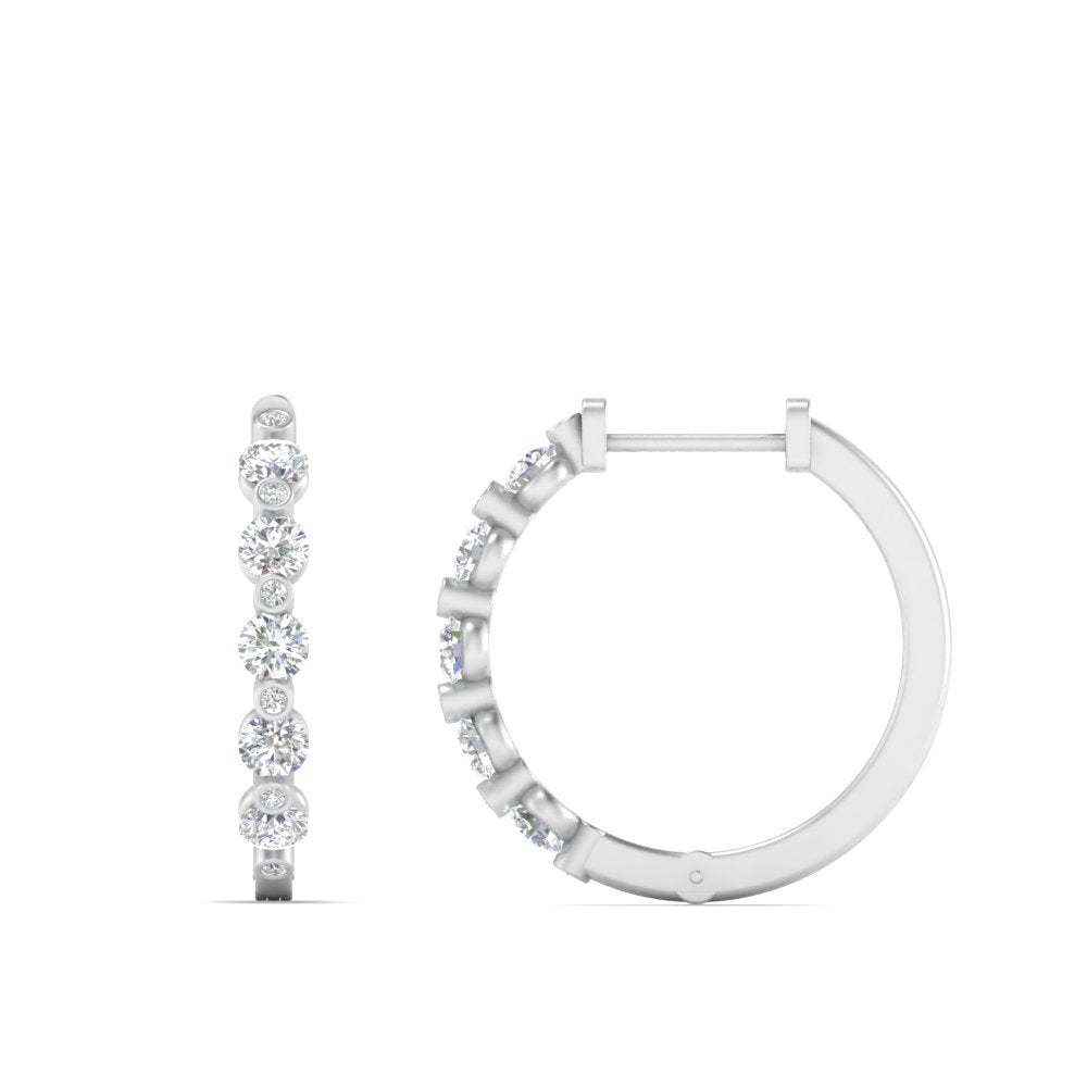 Floating Bezel Diamond Huggie Earring