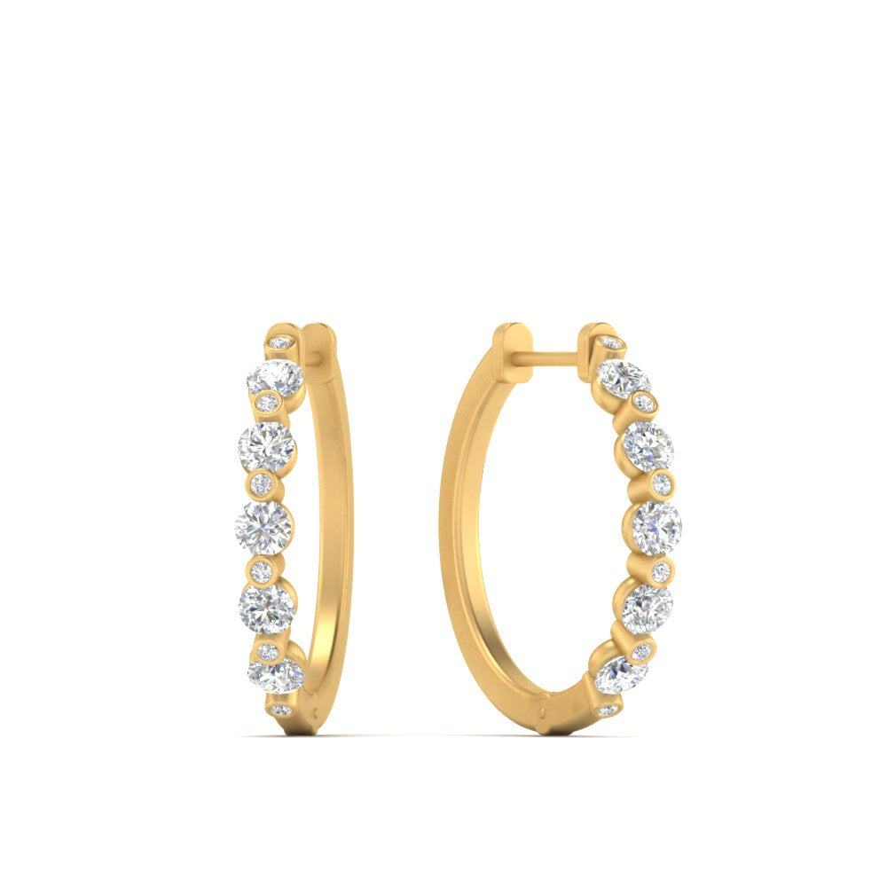 Floating Bezel Diamond Huggie Earring