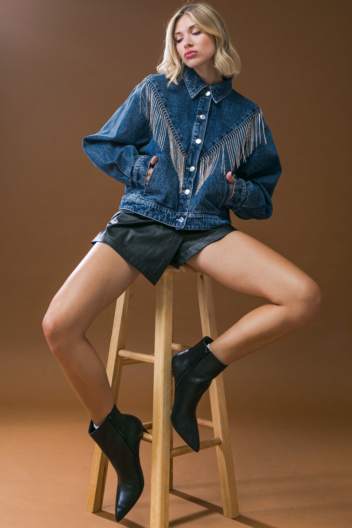 STUNNING EXCELLENCE WASHED DENIM JACKET - 90% Cotton