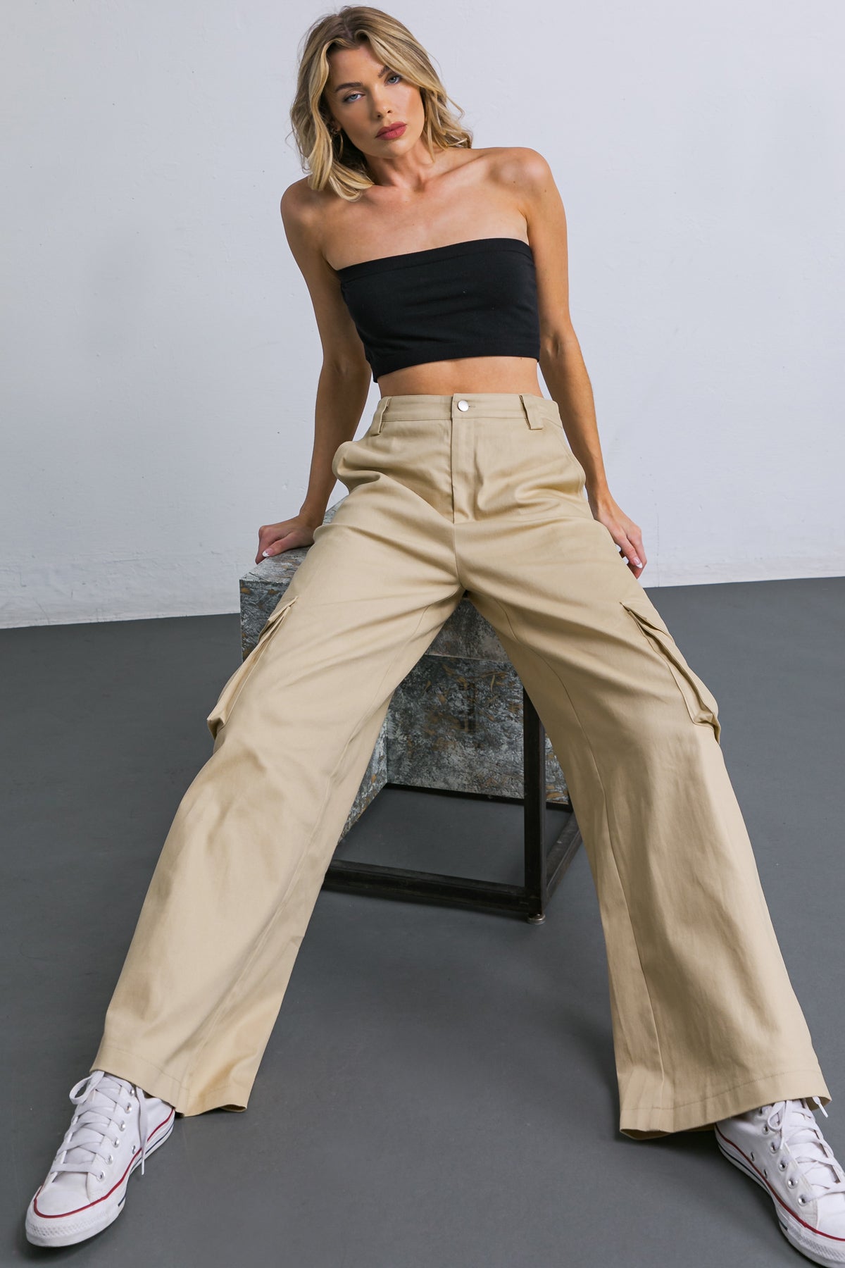 ADORABLE POSH WOVEN CARGO PANTS - 97% Cotton
