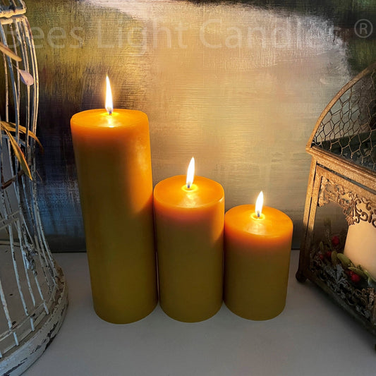 4" Beeswax Pillar Candle Set of 4x6+4x8+4x11