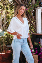 Free Spirit White Crochet Lace Edge Blouse - FINAL SALE