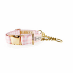 Gingham Pink Girly Summer Plaid Check Buckle & Martingale Dog Collar