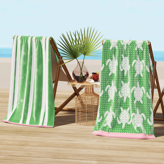 Cotton Velour Beach Towel - Maui Collection - The Peony Haus