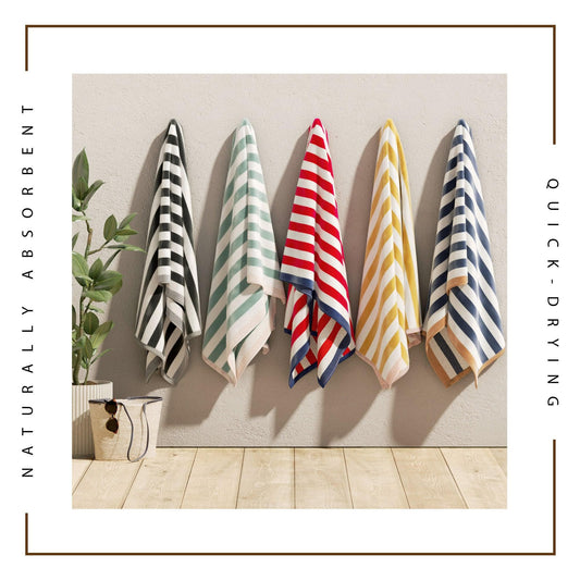 Oversized Striped Border Cabana Beach Towel - Santa Cruz - The Peony Haus