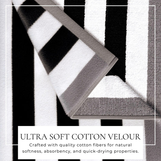 Oversized Striped Border Cabana Beach Towel - Santa Cruz - The Peony Haus