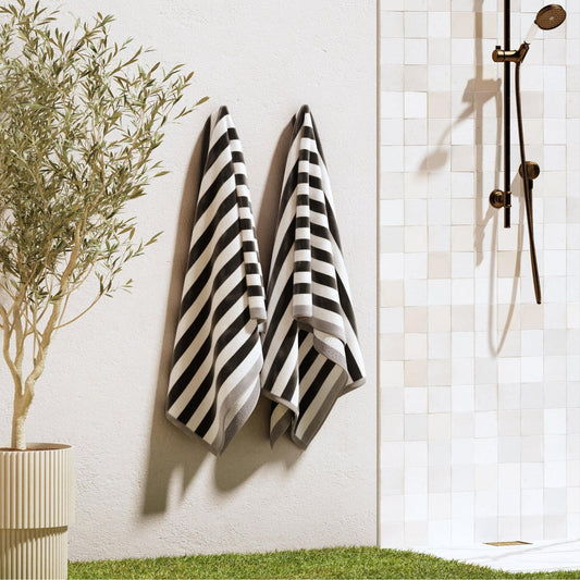 Oversized Striped Border Cabana Beach Towel - Santa Cruz - The Peony Haus