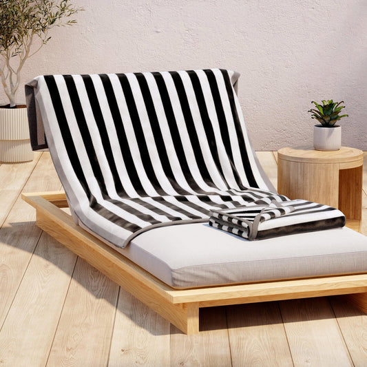Oversized Striped Border Cabana Beach Towel - Santa Cruz - The Peony Haus