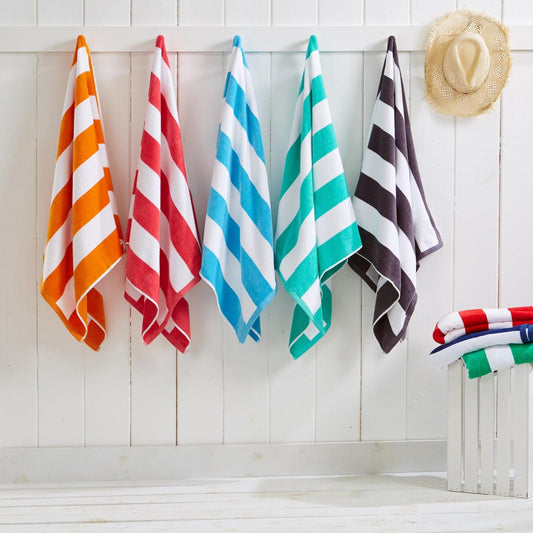 Cotton Velour Cabana Stripe Beach Towel - Novia Collection - The Peony Haus