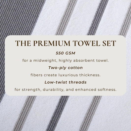 Decorative Cotton Stripe Bath Towel Set - Noelle Collection - The Peony Haus