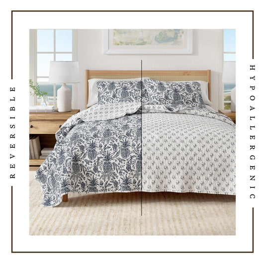 Coastal Printed Cotton Quilt Set - Bernice Collection - The Peony Haus