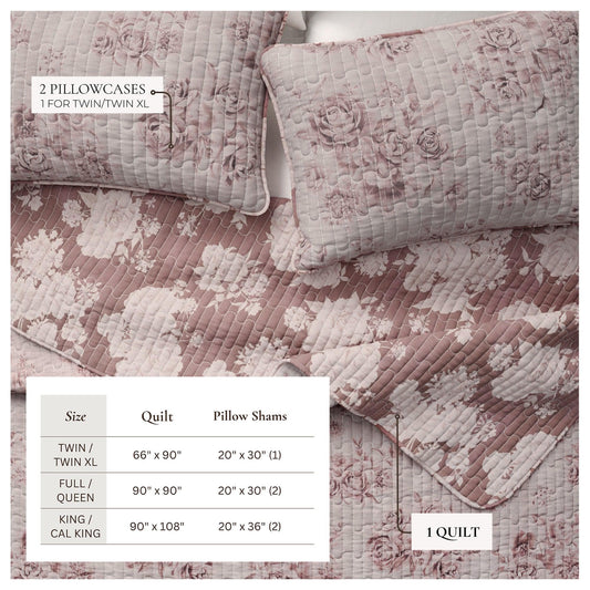 Floral Printed Cotton Quilt Set - Corin Collection - The Peony Haus