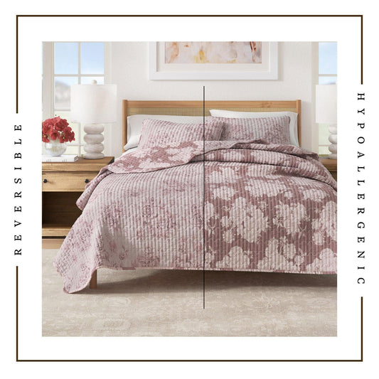 Floral Printed Cotton Quilt Set - Corin Collection - The Peony Haus