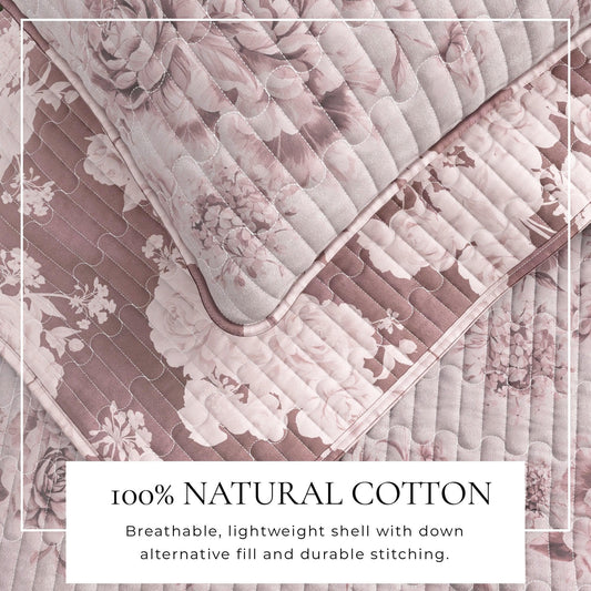 Floral Printed Cotton Quilt Set - Corin Collection - The Peony Haus