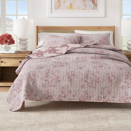 Floral Printed Cotton Quilt Set - Corin Collection - The Peony Haus