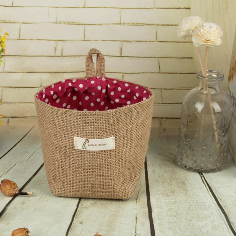 Cotton Linen Flower Pot Hanging Storage Bag