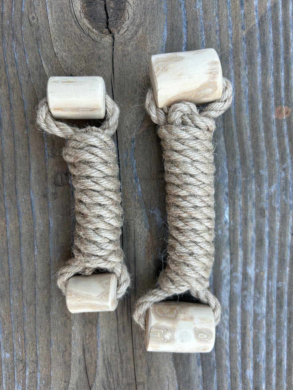hemp rope + coffee wood toy - The Peony Haus