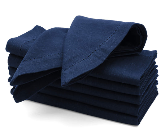 Navy Blue Hemstitch Napkins