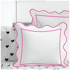 400TC Cotton Scallop Embroidery & Border Sateen Solid Euro Sham