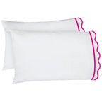 400TC Cotton Scallop Embroidery & Border Sateen Solid Sheet Set