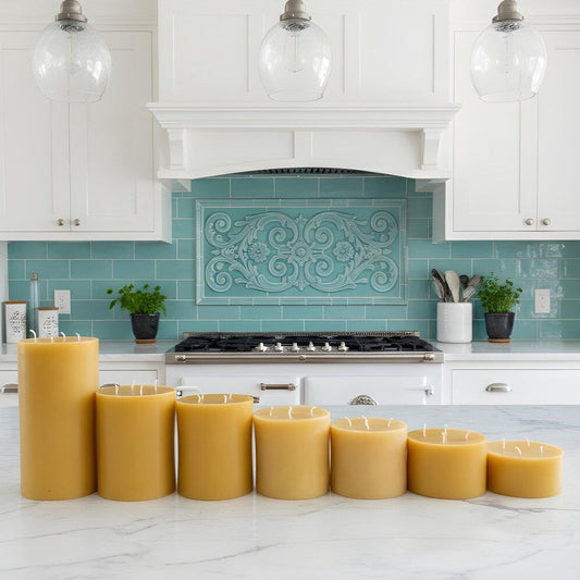 Giant Six Inch Wide Beeswax 4 Wick Candles