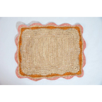 Garden Party placemats with Pink and Orange Edges, Hand Woven Rectangular Table Mat